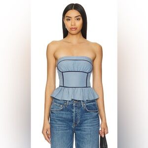 Free People - Tara Tube Top - Faded Denim NWT